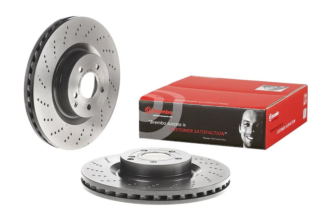 09B74661C02 – BREMBO Brake Rotor, Vented Cross Drilled One Piece Design Wheel Bolt Pattern 5 x 112 Millimeter 344 Mil...